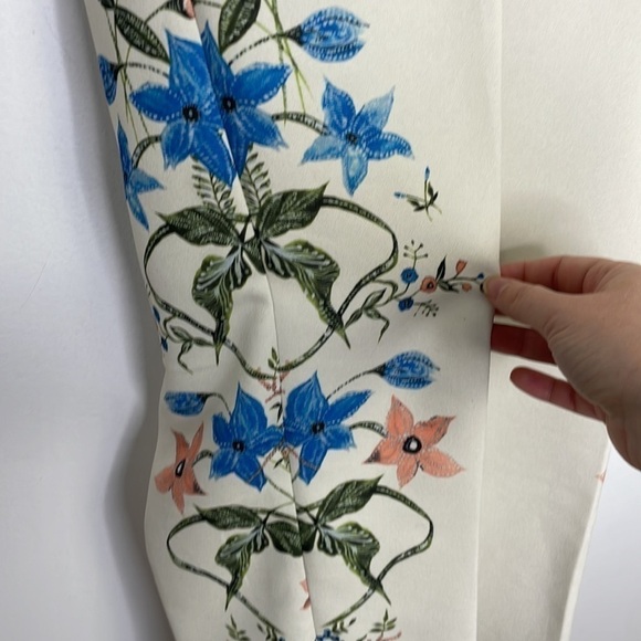 H&M off white floral birds side print elastic waist pants - Picture 4 of 10